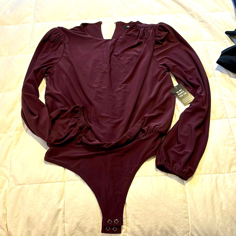 New Dark Maroon Express Bodysuit extra small